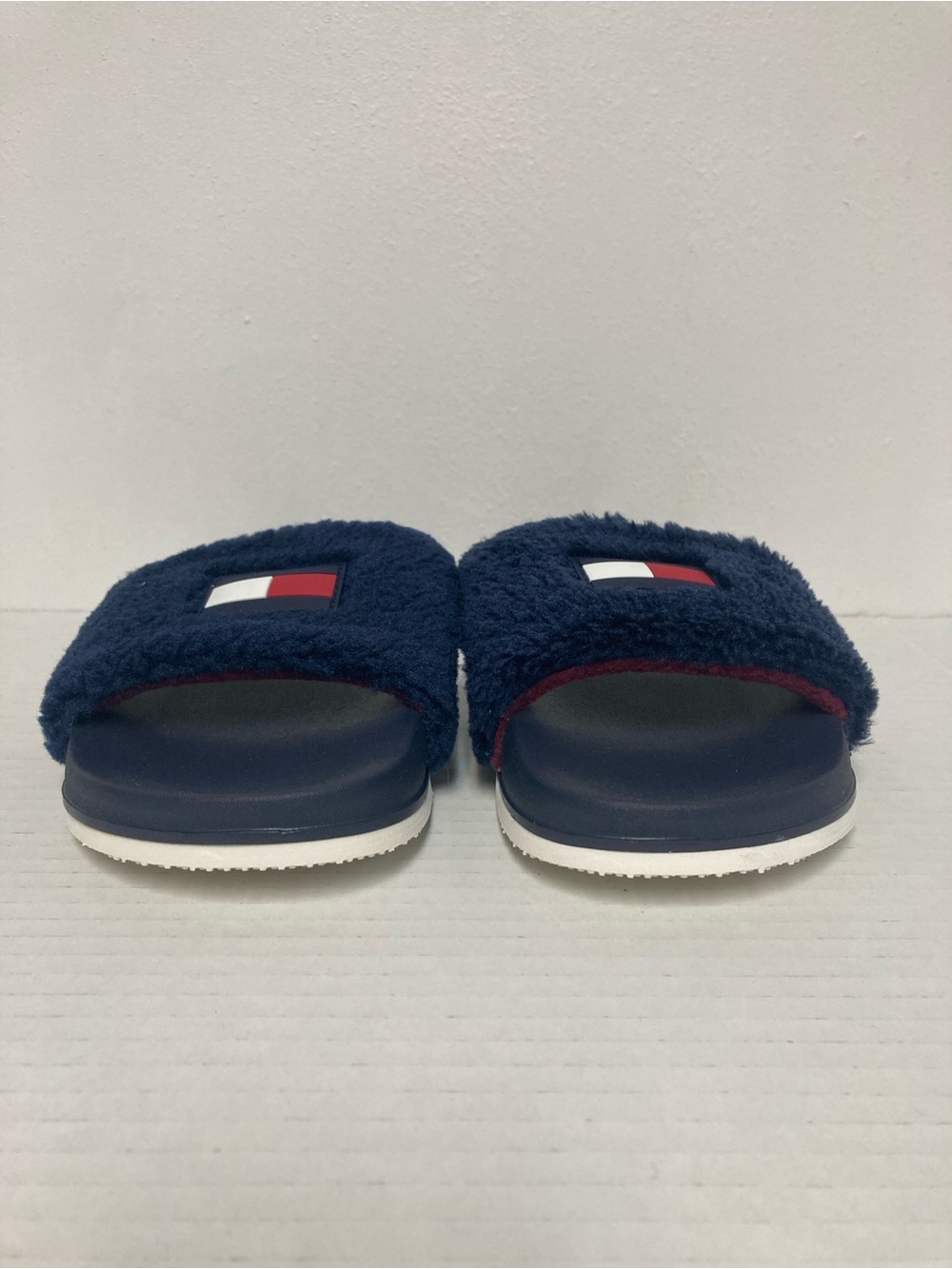 Tommy Hilfiger Dezia Logo Faux Fur Slides Navy Blue7M - Picture 3 of 16